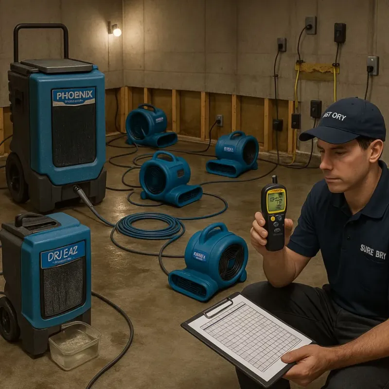 Structural Drying and Dehumidification process in Willard, OH